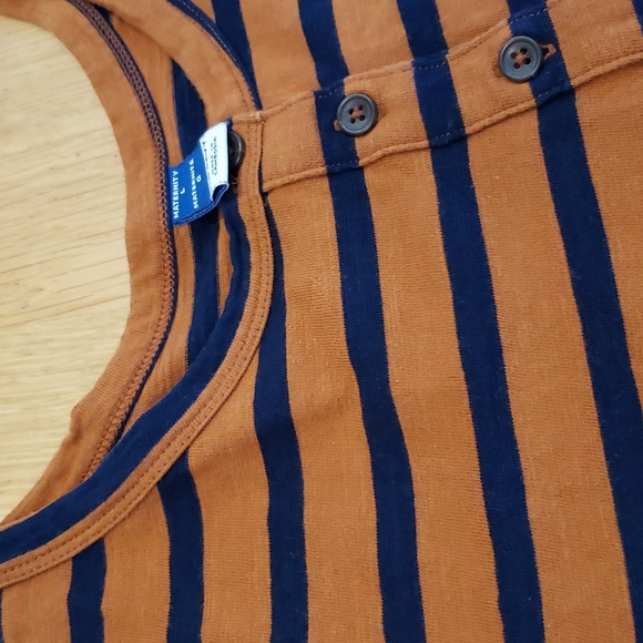 Burnt orange/navy striped Maternity midi dress - Picture 5 of 7